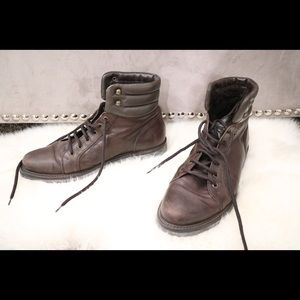 Ermenegildo Zegna Leather Boots w Shearling Lining